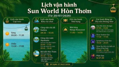 Cập Nhật Lịch Vận H&agrave;nh Sun World H&ograve;n Thơm Mới Nhất 2026